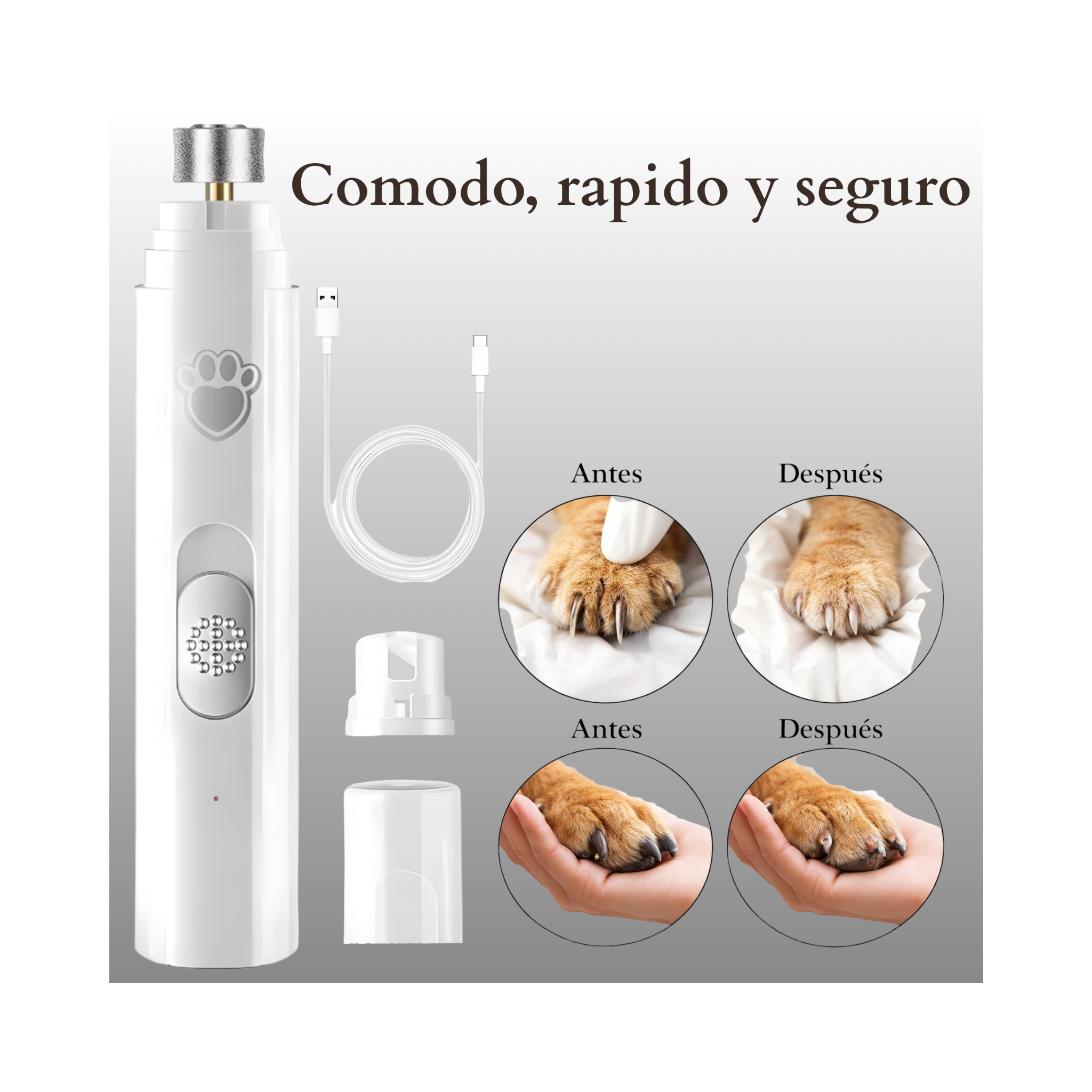 Corta uñas eléctrico para mascotas